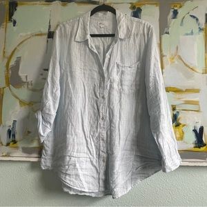 Gap Linen Striped Boyfriend Button Down